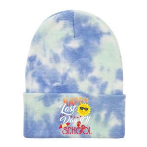 Happy Last Day Of School Teacher Student Graduation Summer Cute Tie Dye 12in Knit Beanie