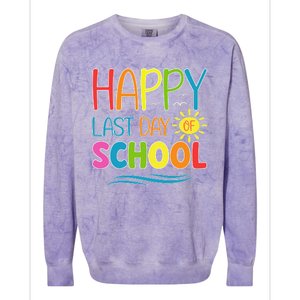 Happy Last Day Of School Teacher Student Graduation Summer Colorblast Crewneck Sweatshirt