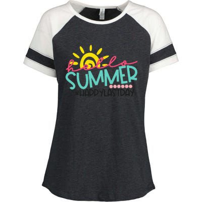 Happy Last Day Of School Teacher Student Hello Summer Enza Ladies Jersey Colorblock Tee