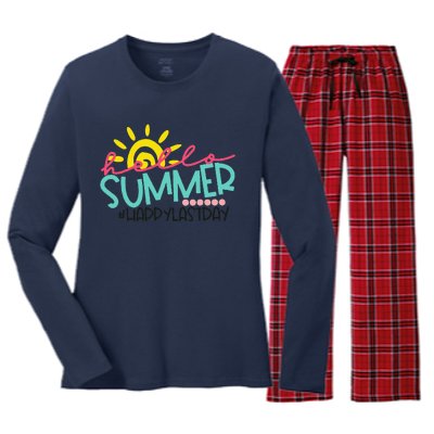 Happy Last Day Of School Teacher Student Hello Summer Women's Long Sleeve Flannel Pajama Set 