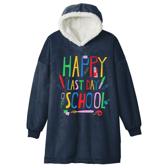 Happy Last Day Of School Teacher School's Out Hooded Wearable Blanket