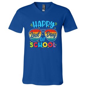 Happy Last Day Of School Teacher Student Graduation V-Neck T-Shirt