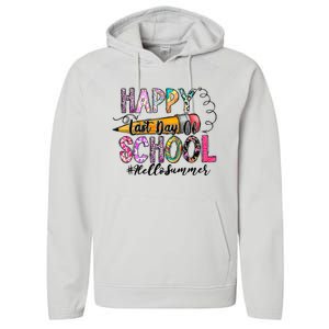 Happy Last Day Of School Hello Summer Teacher Student Performance Fleece Hoodie