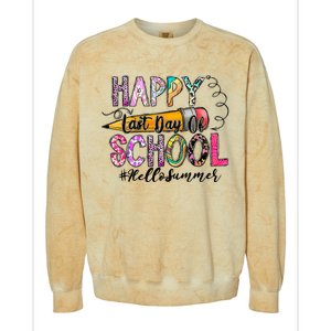 Happy Last Day Of School Hello Summer Teacher Student Colorblast Crewneck Sweatshirt