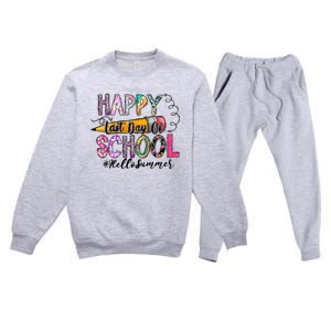 Happy Last Day Of School Hello Summer Teacher Student Premium Crewneck Sweatsuit Set