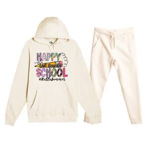 Happy Last Day Of School Hello Summer Teacher Student Premium Hooded Sweatsuit Set