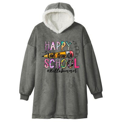 Happy Last Day Of School Hello Summer Teacher Student Hooded Wearable Blanket