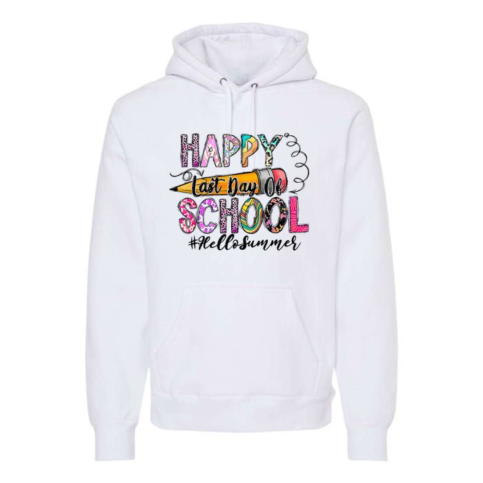 Happy Last Day Of School Hello Summer Teacher Student Premium Hoodie