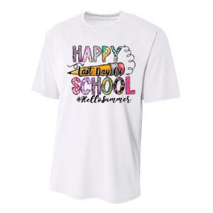 Happy Last Day Of School Hello Summer Teacher Student Performance Sprint T-Shirt