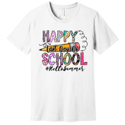 Happy Last Day Of School Hello Summer Teacher Student Premium T-Shirt