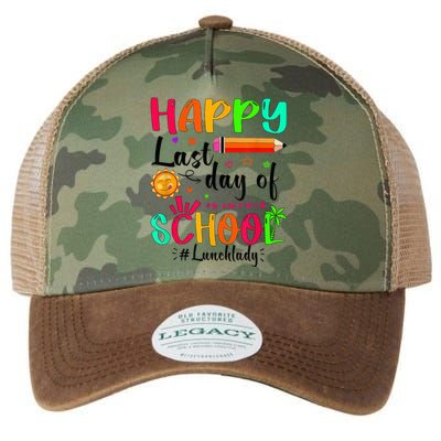 Happy Last Day Of School Lunch Lady Summer Graduation Teach Legacy Tie Dye Trucker Hat