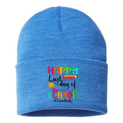 Happy Last Day Of School Lunch Lady Summer Graduation Teach Sustainable Knit Beanie