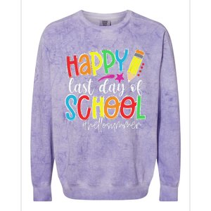 Happy Last Day Of School Teacher Graduation Last Day Colorblast Crewneck Sweatshirt