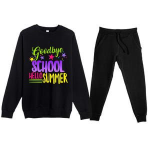 Happy Last Day Of School Teacher Hello Summer Student Gift Premium Crewneck Sweatsuit Set