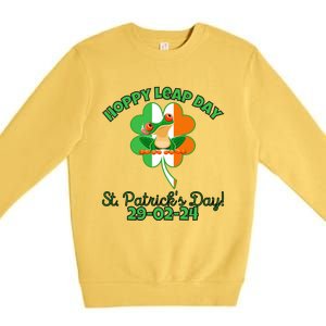 Hoppy Leap Day February 29 Frog St Patricks Day Premium Crewneck Sweatshirt