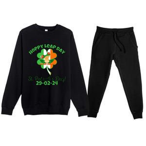 Hoppy Leap Day February 29 Frog St Patricks Day Premium Crewneck Sweatsuit Set