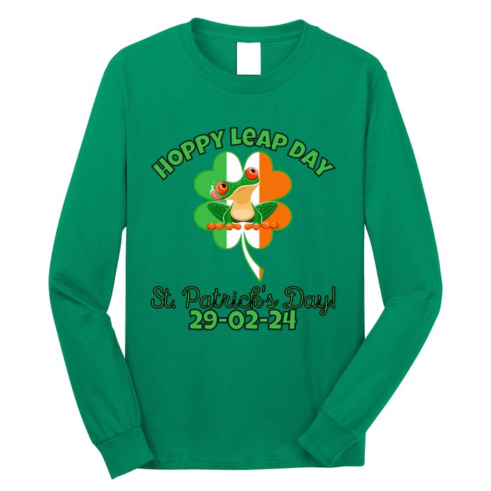 Hoppy Leap Day February 29 Frog St Patricks Day Long Sleeve Shirt