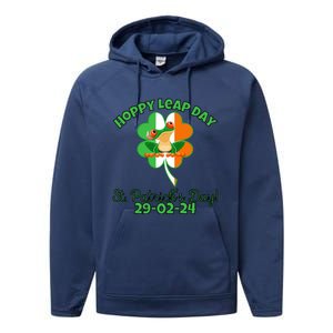 Hoppy Leap Day February 29 Frog St Patricks Day Performance Fleece Hoodie