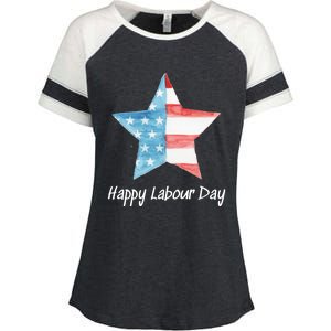 Happy Labor Day Federal Holiday Tee Love America Funny Gift Enza Ladies Jersey Colorblock Tee