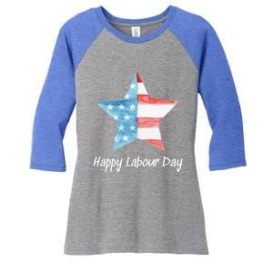 Happy Labor Day Federal Holiday Tee Love America Funny Gift Women's Tri-Blend 3/4-Sleeve Raglan Shirt