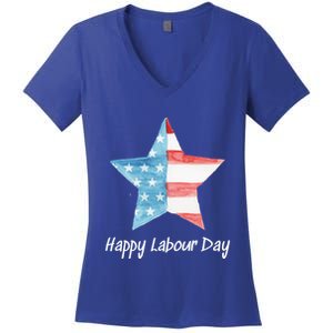 Happy Labor Day Federal Holiday Tee Love America Funny Gift Women's V-Neck T-Shirt