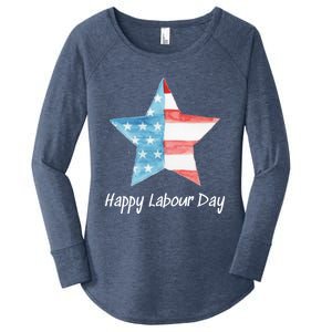 Happy Labor Day Federal Holiday Tee Love America Funny Gift Women's Perfect Tri Tunic Long Sleeve Shirt