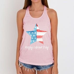 Happy Labor Day Federal Holiday Tee Love America Funny Gift Women's Knotted Racerback Tank