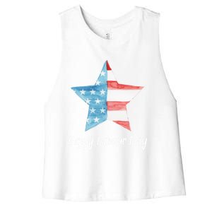 Happy Labor Day Federal Holiday Tee Love America Funny Gift Women's Racerback Cropped Tank