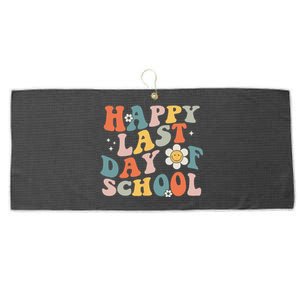 Happy Last Day Of School Graduation Groovy Teacher Student Large Microfiber Waffle Golf Towel