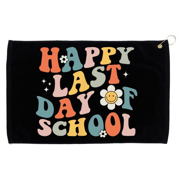 Happy Last Day Of School Graduation Groovy Teacher Student Grommeted Golf Towel