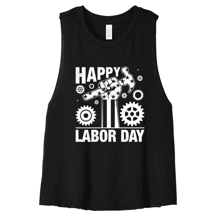 Happy Labor Day Gift Women's Racerback Cropped Tank