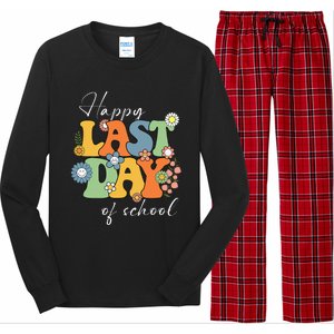 Happy Last Day Of School Graduation Groovy Teacher Student Long Sleeve Pajama Set