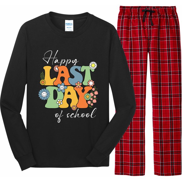 Happy Last Day Of School Graduation Groovy Teacher Student Long Sleeve Pajama Set