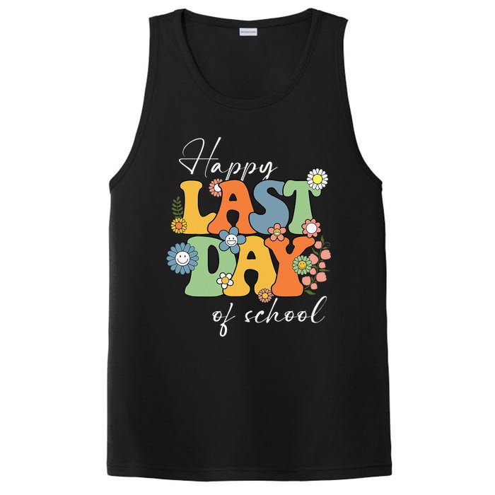 Happy Last Day Of School Graduation Groovy Teacher Student PosiCharge Competitor Tank