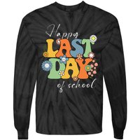 Happy Last Day Of School Graduation Groovy Teacher Student Tie-Dye Long Sleeve Shirt