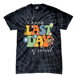 Happy Last Day Of School Graduation Groovy Teacher Student Tie-Dye T-Shirt