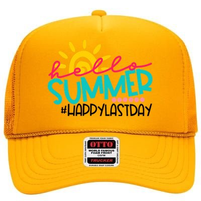 Happy Last Day Of School Teacher Student Graduation High Crown Mesh Back Trucker Hat