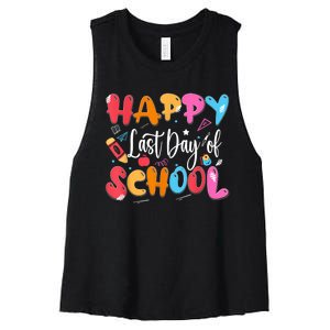 Happy Last Day Of School Teacher Last Month Of School Women's Racerback Cropped Tank