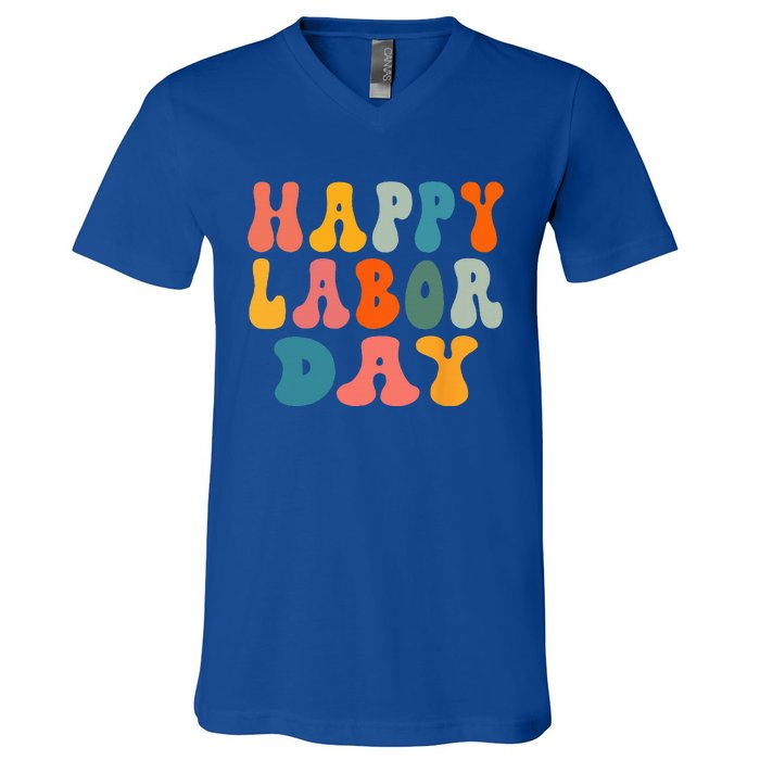 Happy Labor Day Rainbow Labor Day V-Neck T-Shirt