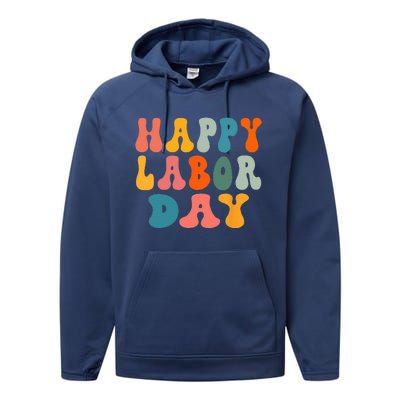 Happy Labor Day Rainbow Labor Day Performance Fleece Hoodie