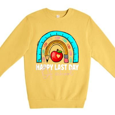 Happy Last Day Of School Teacher Student Graduation Rainbow Premium Crewneck Sweatshirt