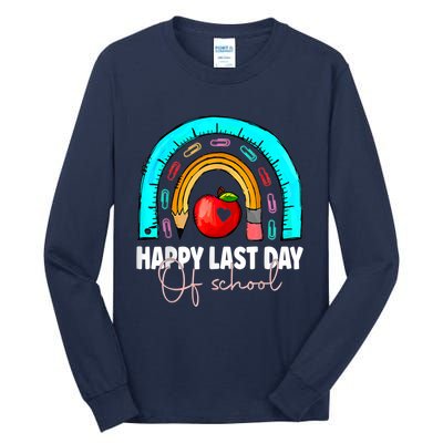 Happy Last Day Of School Teacher Student Graduation Rainbow Tall Long Sleeve T-Shirt