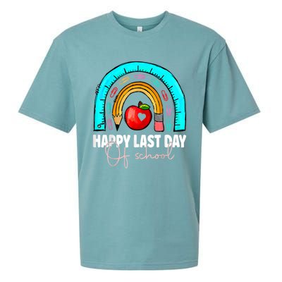 Happy Last Day Of School Teacher Student Graduation Rainbow Sueded Cloud Jersey T-Shirt