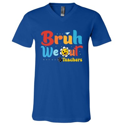 Happy Last Day Of School Teacher Student Summer Bruh We Out Cool Gift V-Neck T-Shirt