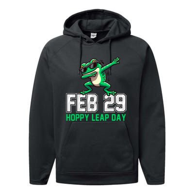 Hoppy Leap Day Frog Funny Leap Year Leapling Humor Pun Performance Fleece Hoodie