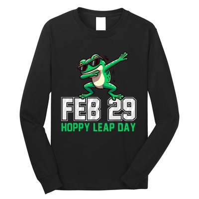 Hoppy Leap Day Frog Funny Leap Year Leapling Humor Pun Long Sleeve Shirt