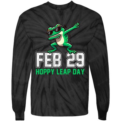 Hoppy Leap Day Frog Funny Leap Year Leapling Humor Pun Tie-Dye Long Sleeve Shirt