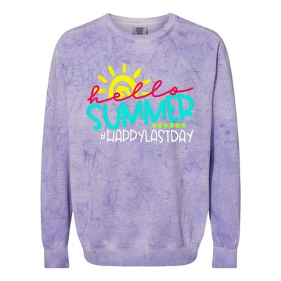 Happy Last Day Of School Teacher Student Hello Summer Gift Colorblast Crewneck Sweatshirt