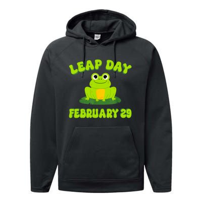 Happy Leap Day Year 2024 February 29th Funny Frog Lovers Performance Fleece Hoodie