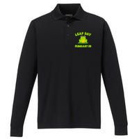 Happy Leap Day Year 2024 February 29th Funny Frog Lovers Performance Long Sleeve Polo